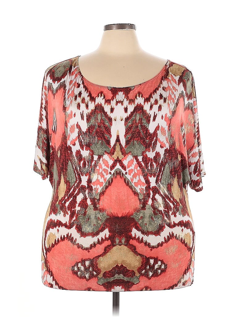 Arden B. Red Orange Short Sleeve Blouse Size XXL (estimated) - photo 1