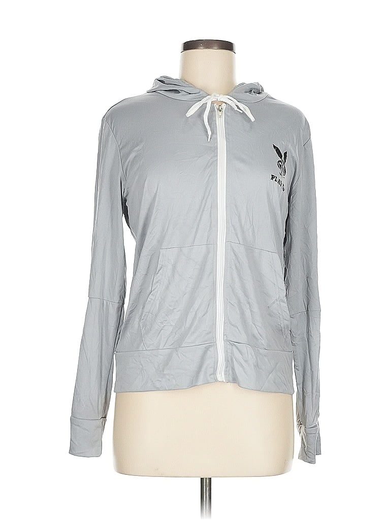 Pre-owned Unbranded Zip Up Hoodie In Silver
