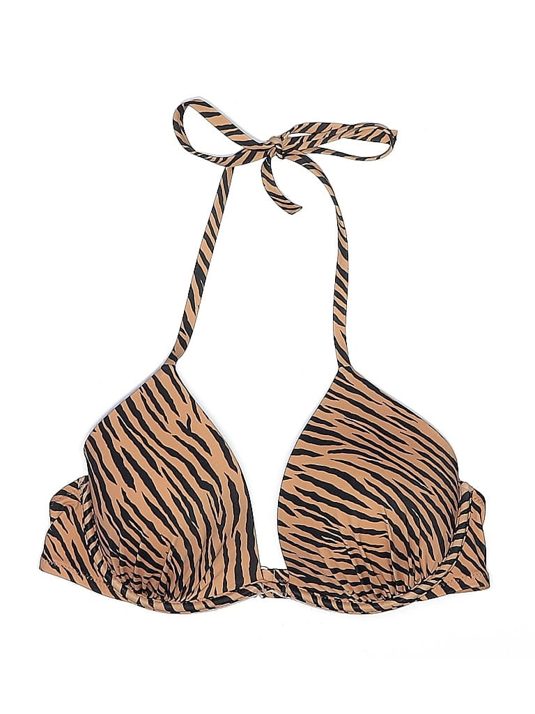Shade & Shore Animal Print Brown Swimsuit Top Size L - photo 1