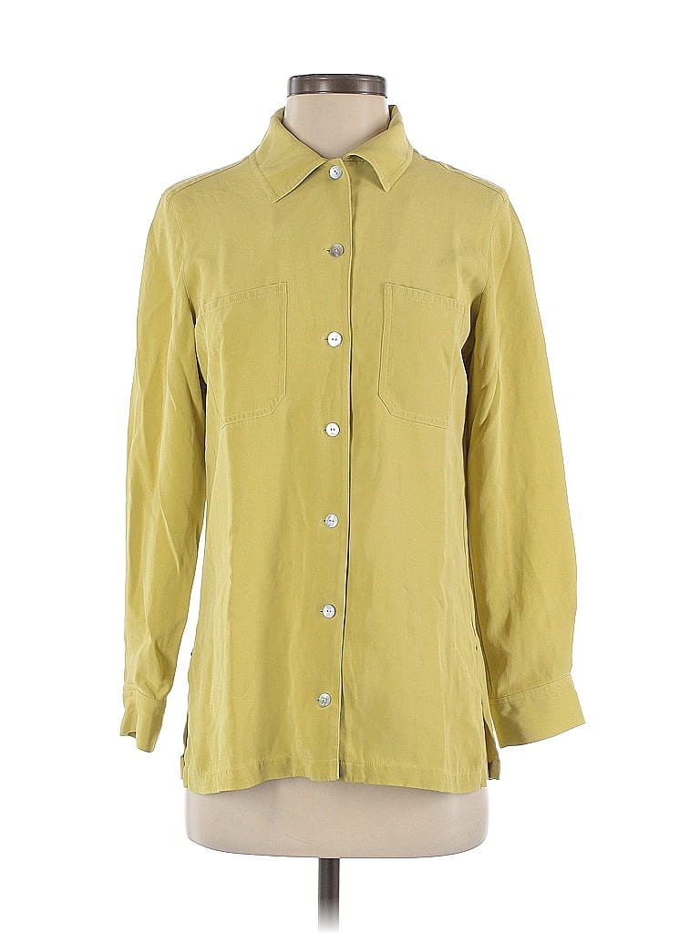 Chico's Design 100% Silk Green Long Sleeve Silk Top Size Sm (0) - photo 1