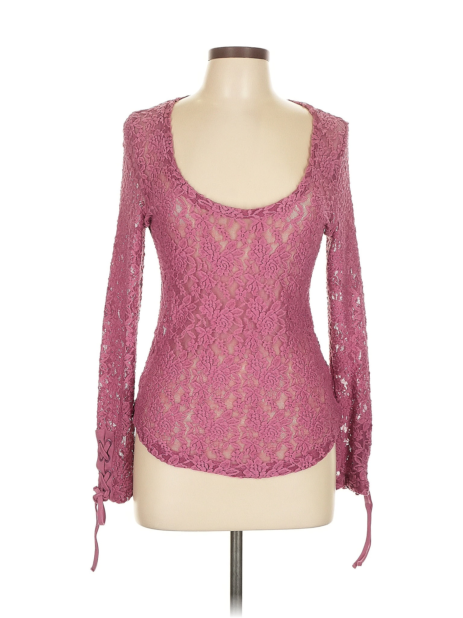 By Anthropologie Pink Long Sleeve Top Size L