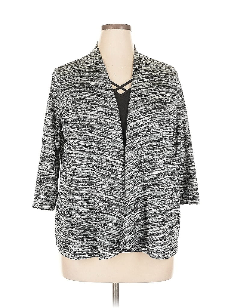 Pre-owned White Stag Cardigan Sweater In Silver