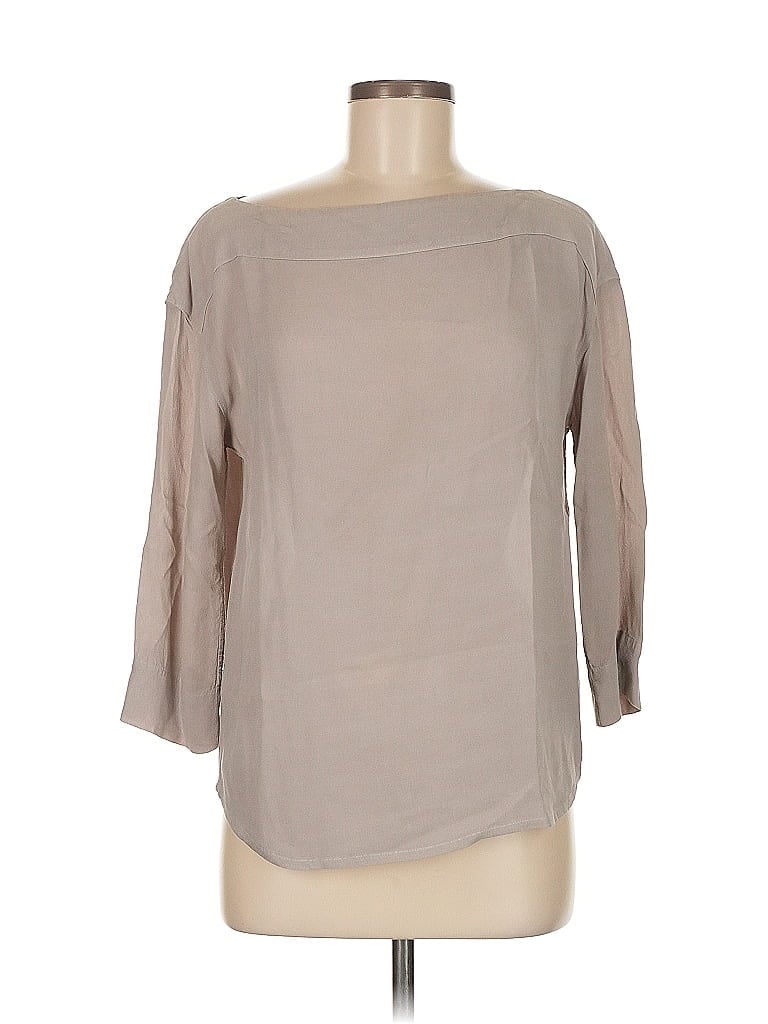 Pre-owned James Perse 3/4 Sleeve Top Tan Boatneck Tops In Brown