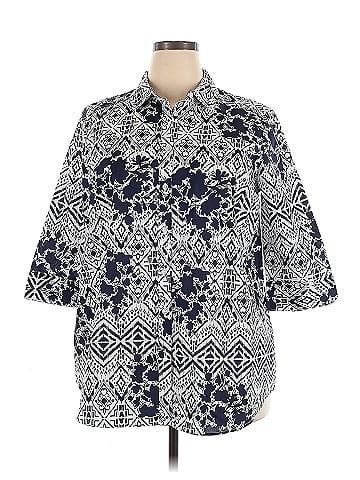 Roaman's 3/4 Sleeve Button-Down Shirt (view 1)