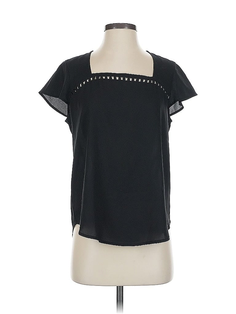 Pre-owned Ann Taylor Factory Short Sleeve Blouse In Black