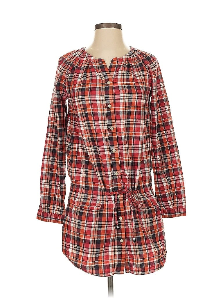 Basic House Plaid Red Casual Dress Size XS - photo 1