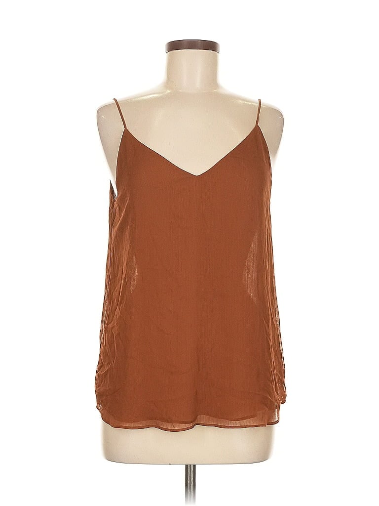 Pre-owned Calvin Klein Tank Top Brown Halter Neckline Tops