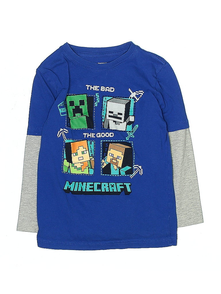 Mojang 100% Cotton Blue Long Sleeve T-Shirt Size 5 - 6 - photo 1