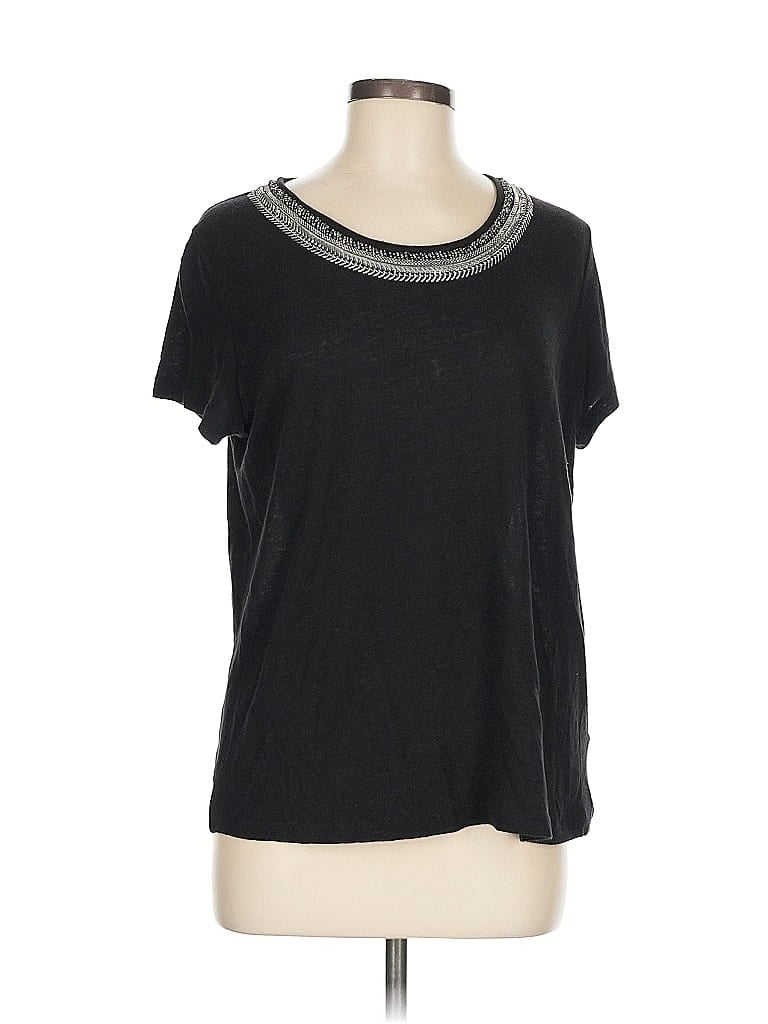 Pre-owned H&m Short Sleeve Top Black Crew Neck Tops