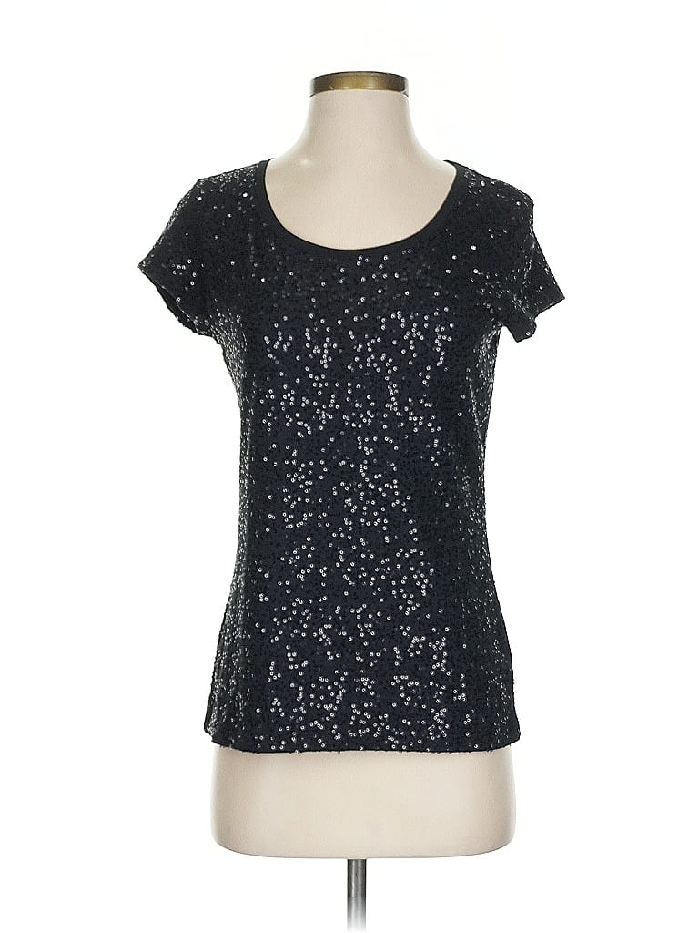 Pre-owned Calvin Klein Short Sleeve Top Black Scoop Neck Tops