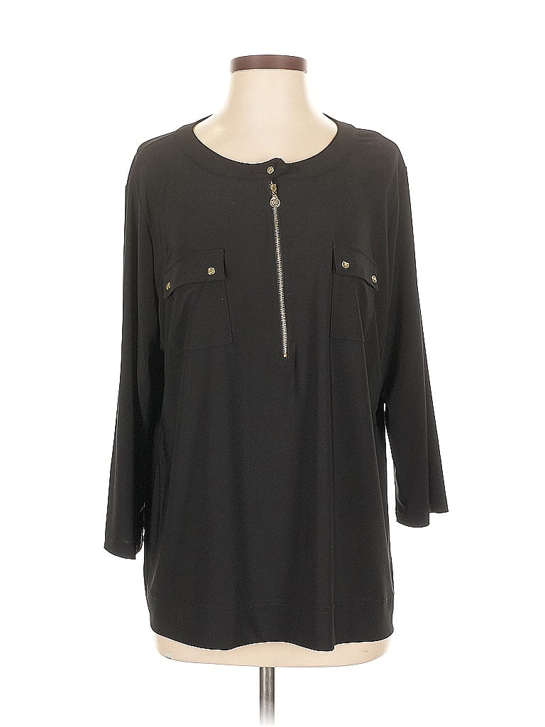 Pre-owned Anne Klein 3/4 Sleeve Blouse In Black