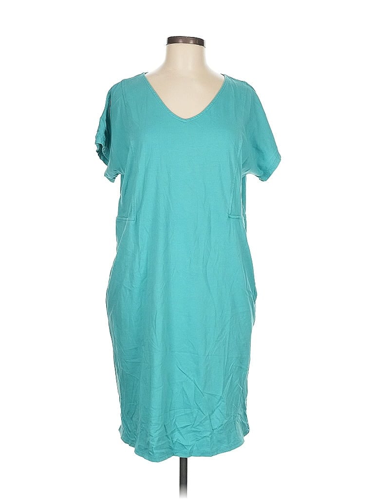 Purejill 100% Organic Cotton Solid Teal Casual Dress Size M - photo 1
