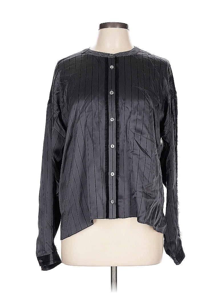 ATM 100% Silk Black Long Sleeve Silk Top Size L - photo 1