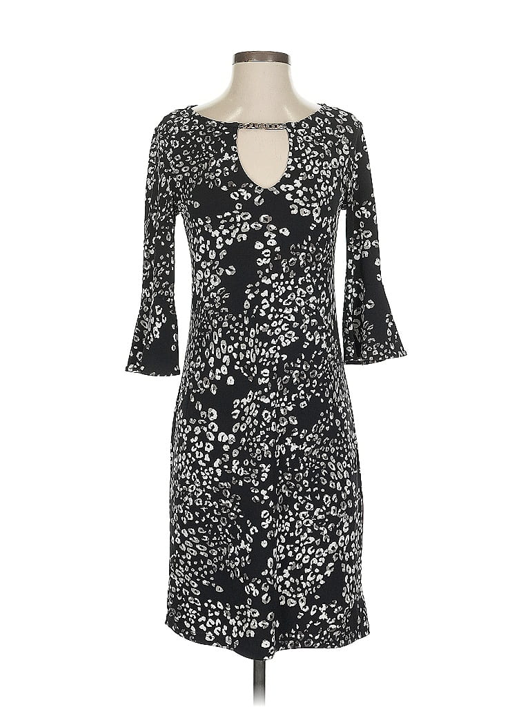 Jennifer Lopez Print Black Casual Dress Size XS - photo 1