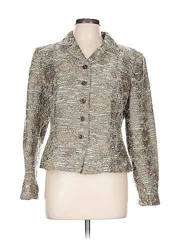 Kate Hill Elegant Brown Floral Tapestry Pattern Blazer (view 1)