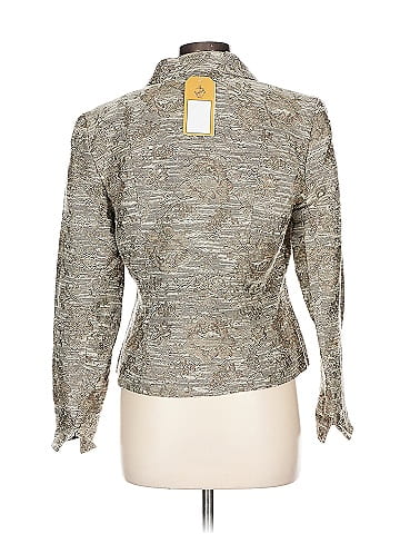 Kate Hill Elegant Brown Floral Tapestry Pattern Blazer (view 2)