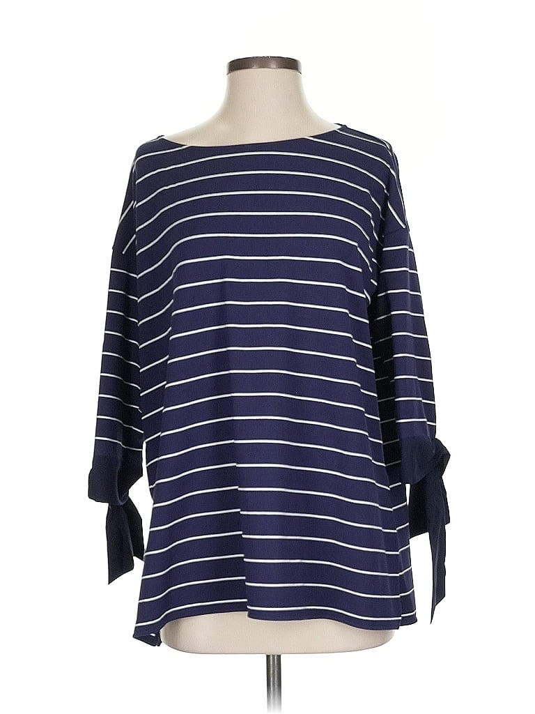 Pre-owned Lafayette 148 3/4 Sleeve T-shirt In Blue