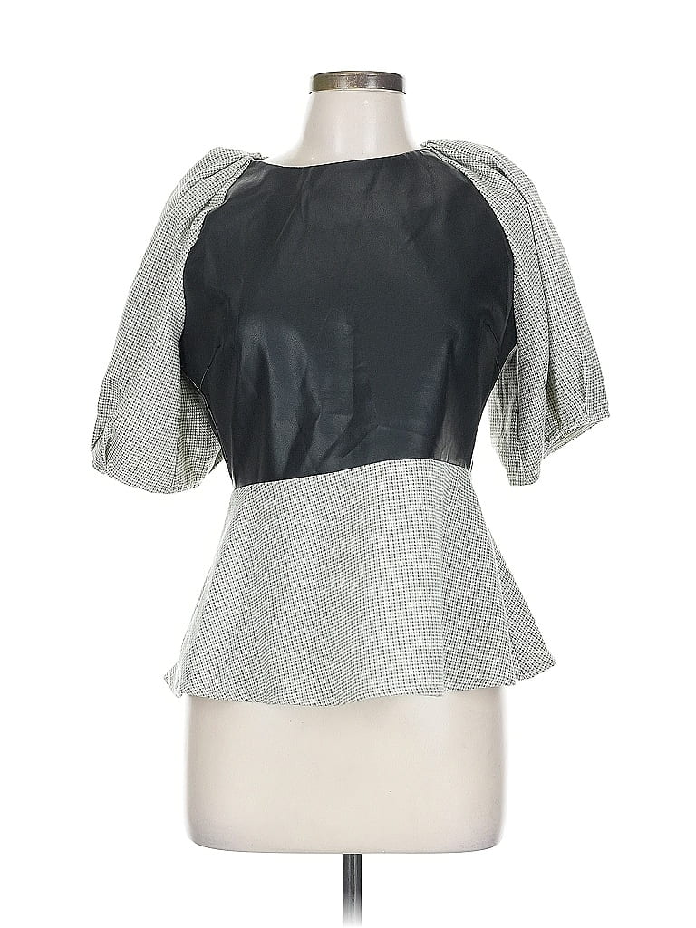 Gracia 100% Polyester Gray Short Sleeve Blouse Size L - photo 1