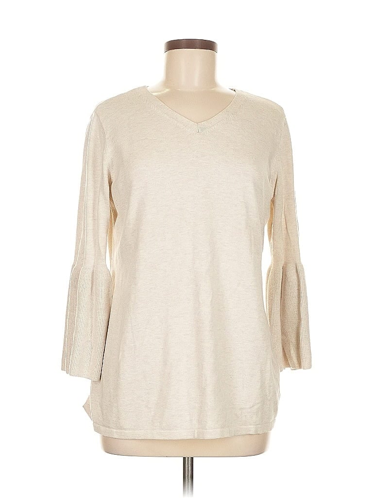 Pre-owned H By Halston Pullover Sweater In White