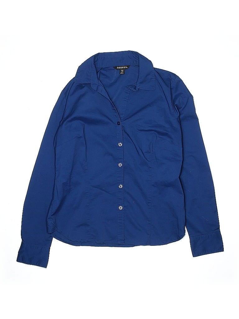 Pre-owned George Kids' Long Sleeve Button Down Shirt In Blue