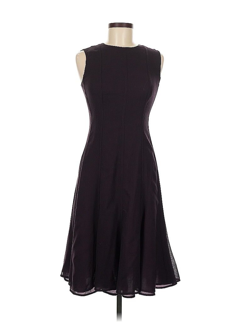 Akris Punto 100% Wool Solid Black Burgundy Casual Dress Size 6 - photo 1