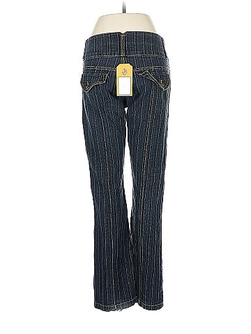 Assorted Brands Stripes Blue Blue Stretch Jeans with Buttons Size 9