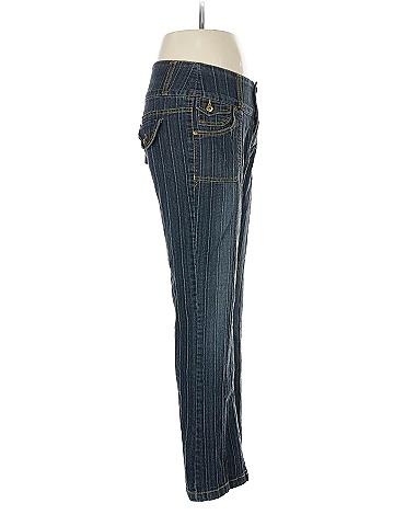 Assorted Brands Stripes Blue Blue Stretch Jeans with Buttons Size 9
