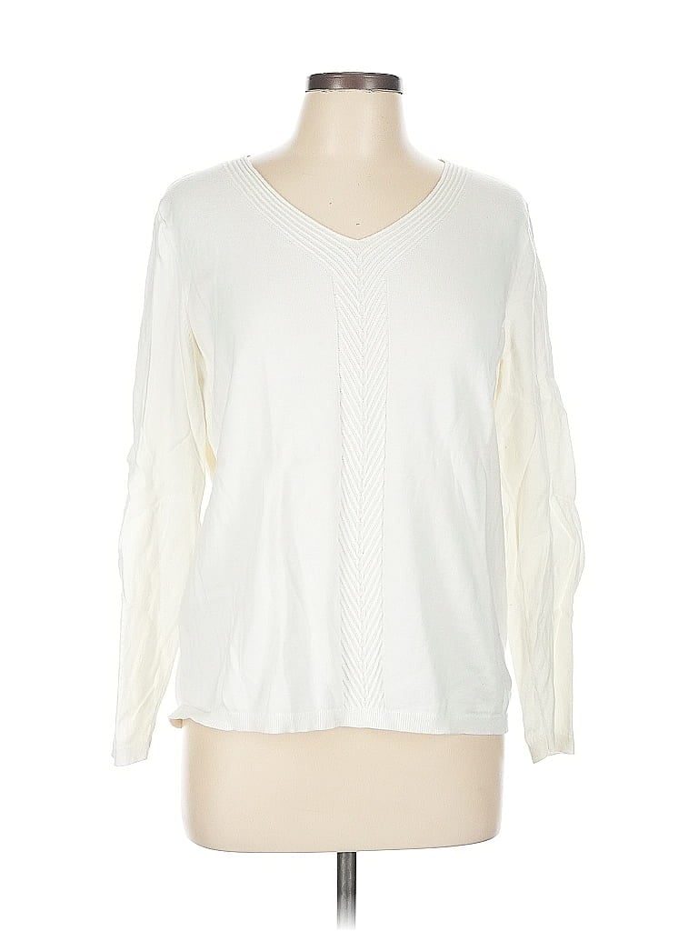 Talbots Outlet 100% Cotton Ivory Long Sleeve Top Size L - photo 1