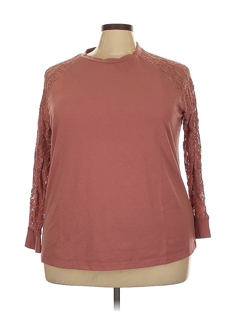 EMERY ROSE Pre-owned 3/4 Sleeve Top Burgundy Mock Neckline Tops