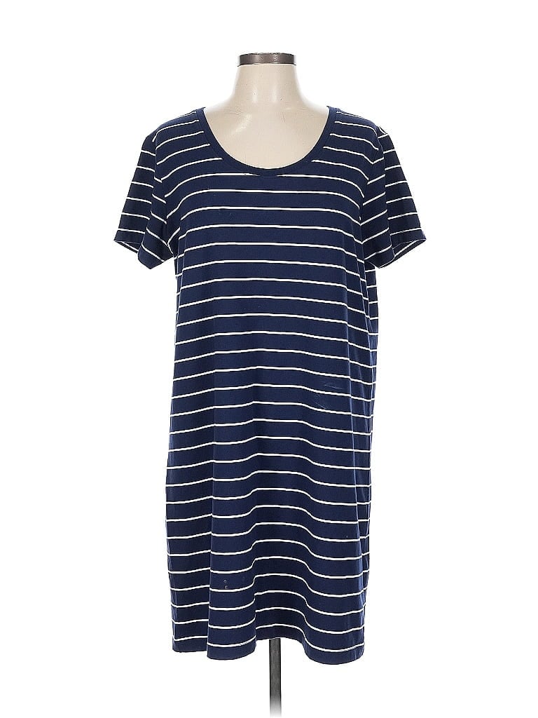 Natural Reflections Stripes Blue Casual Dress Size L - photo 1