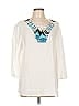 JM Collection 100% Cotton Ivory 3/4 Sleeve Blouse Size L - photo 1