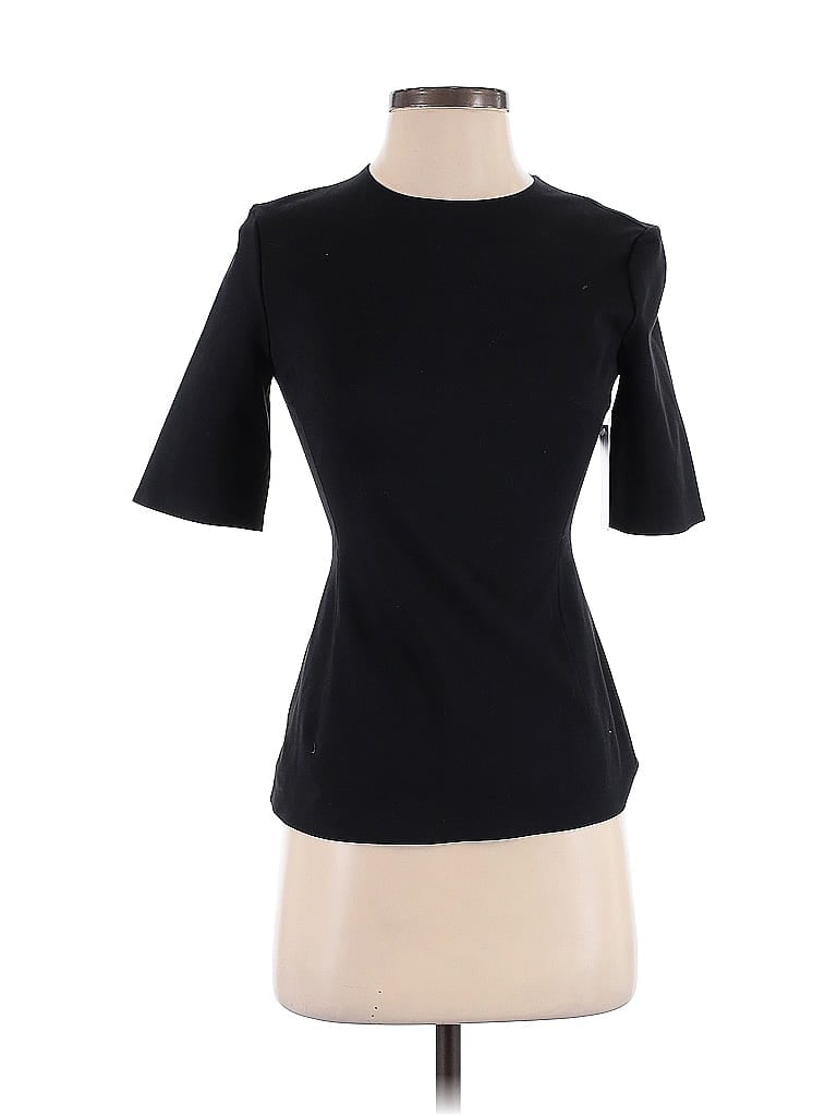 Pre-owned Theory Short Sleeve Top Black Crew Neck Tops