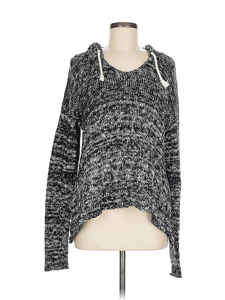 Volcom 100% Cotton Tweed Gray Black Pullover Sweater Size M - photo 1