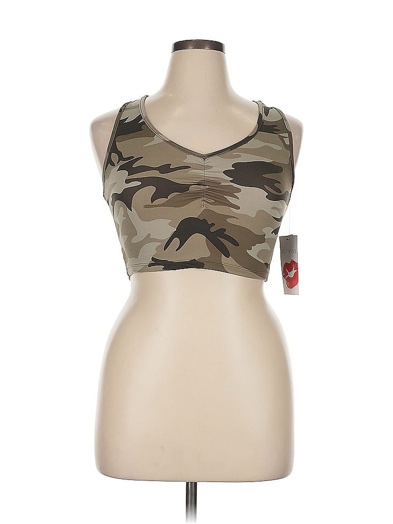 Hot Kiss Tank Top Tan Halter Neckline Tops In Animal Print