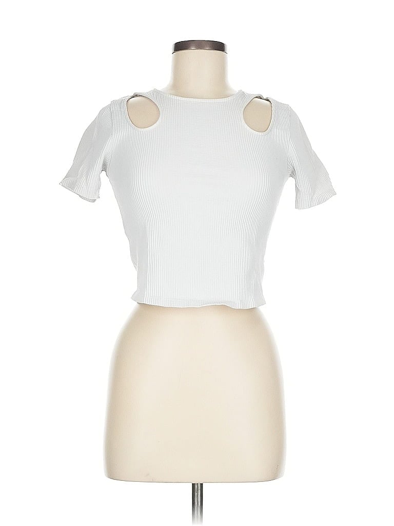 Pre-owned Zara Short Sleeve Turtleneck In White