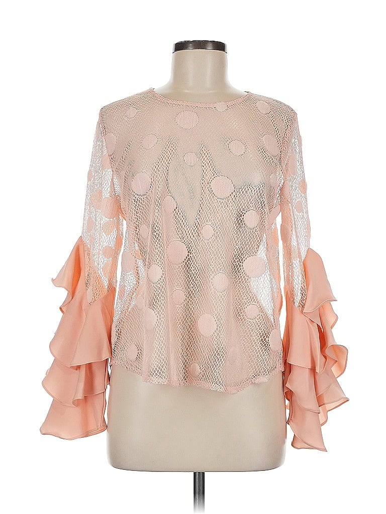 Gracia 100% Polyester Pink Long Sleeve Blouse Size M - photo 1