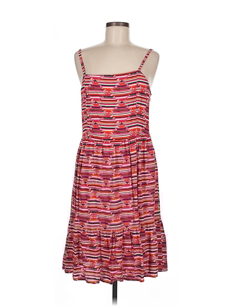 Ann Taylor LOFT 100% Rayon Print Red Casual Dress Size 8 - photo 1