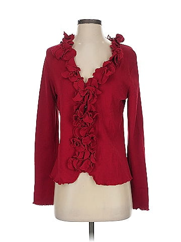 Grace Red Ruffled Knit Long Sleeve Sweater (view 1)