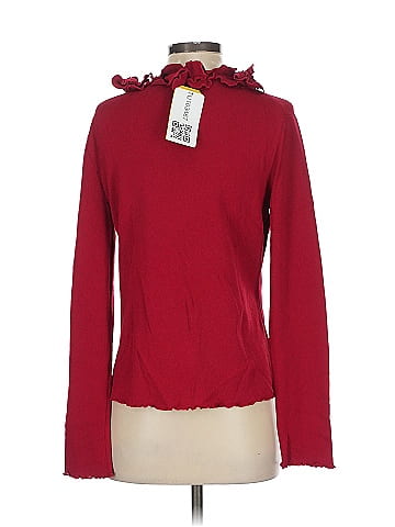 Grace Red Ruffled Knit Long Sleeve Sweater (view 2)