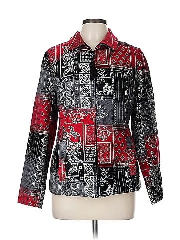 Susan Graver Bold Red Patchwork Design Jacket (view 1)