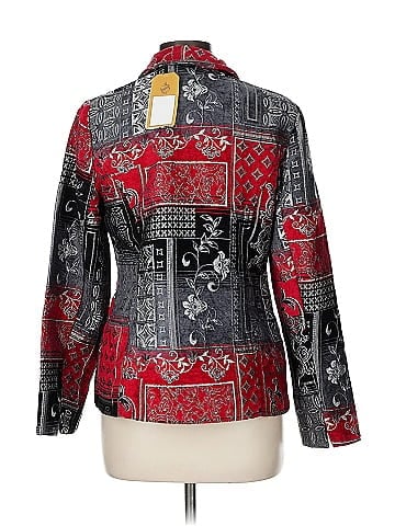 Susan Graver Bold Red Patchwork Design Jacket (view 2)