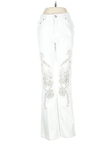 Baccini White Embroidered Flared Leg Jeans (view 1)