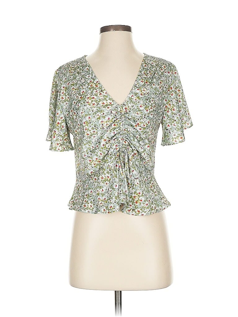 Pre-owned Lucy Paris Short Sleeve Blouse In Green