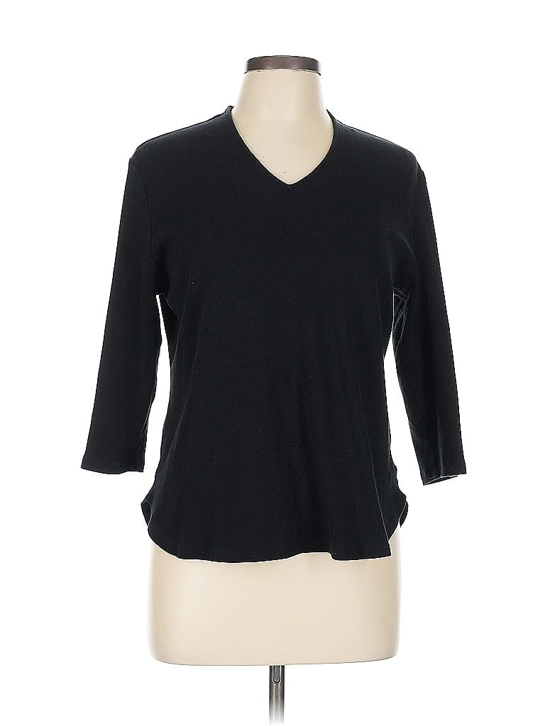Isaac Mizrahi LIVE! 100% Cotton Black 3/4 Sleeve T-Shirt Size L - photo 1