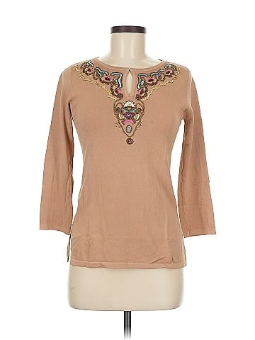 Joseph A. Embellished Tan Sweater with Sequins (view 1)