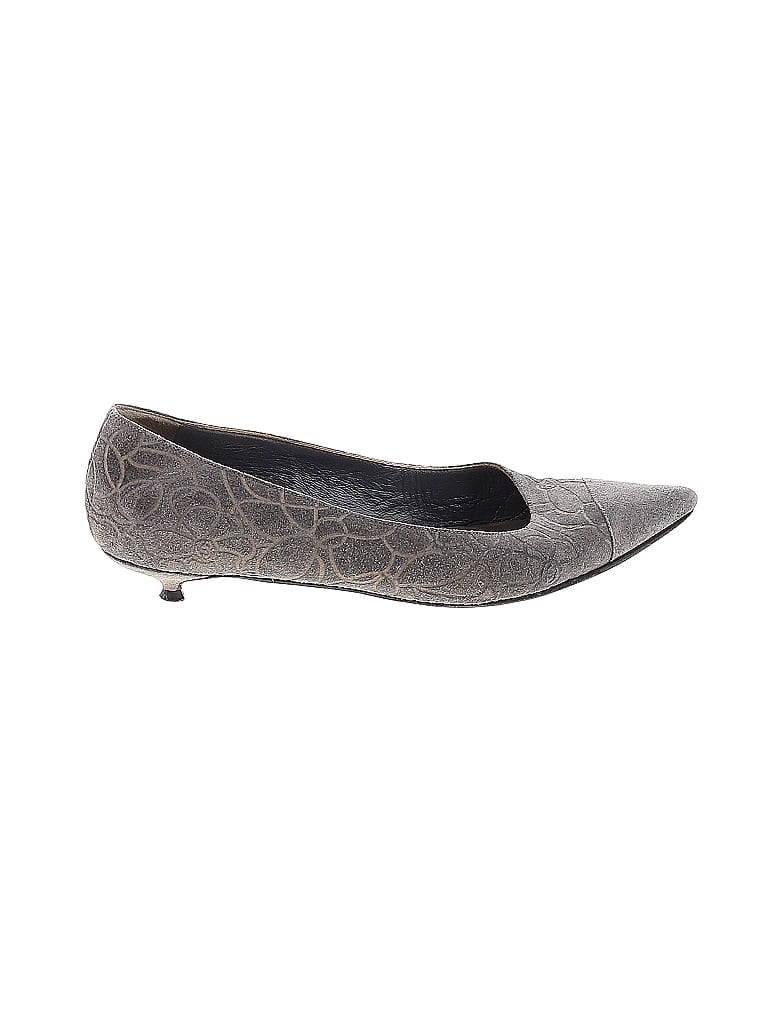 Chanel Metallic Floral Graphic Gray Vintage Pumps Size EU 39 - photo 1