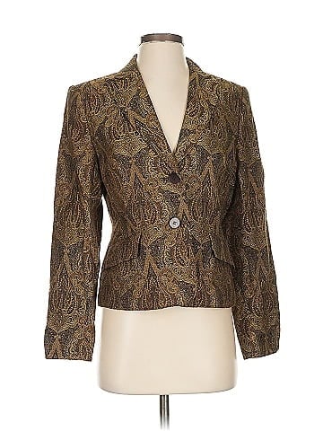 Grace Elements Brown Paisley Patterned Blazer Jacket (view 1)