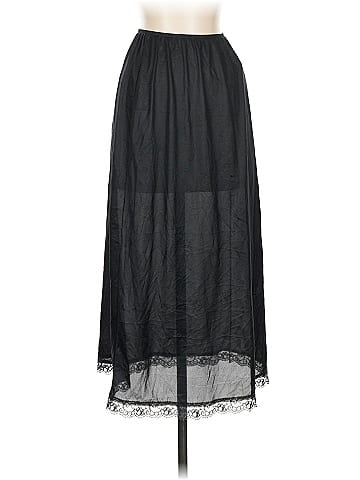 Deena & Ozzy Black Lace-Trimmed Feminine Skirt (view 1)
