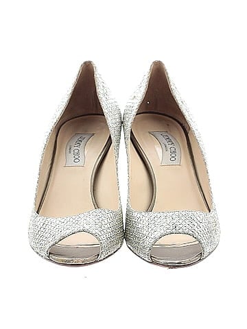 Jimmy Choo Glitter Fabric Peep-Toe Pumps 70mm (view 2)