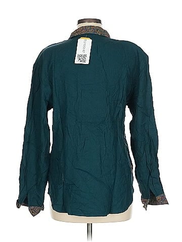Ali Miles Blue Retro Patterned Button-Down Shirt (view 2)